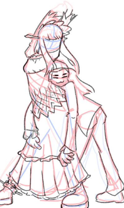 Junpei leaning on Chidori's side.