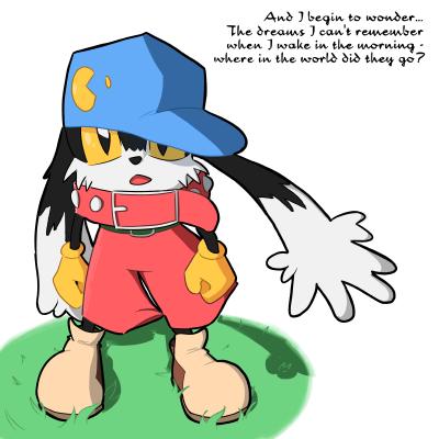 Klonoa standing while looking up.