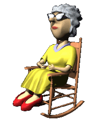 Grandma rocking on a chair.