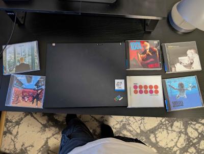 My thrift store haul with some CDs and the T41 itself.