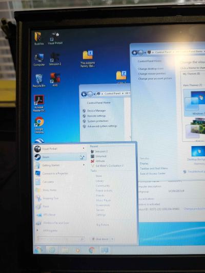 Windows 7 on the T41, with Steam installed with some games.