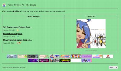 The website colored in mint, the default color.