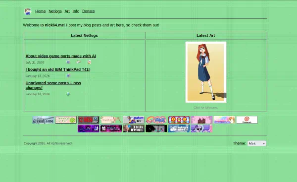 A screenshot of the old website design
