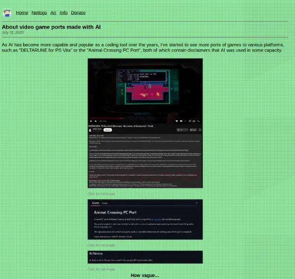 A screenshot of the old website design
