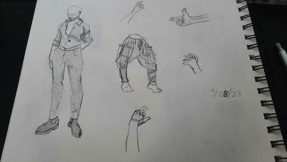 Sketch with hands and poses