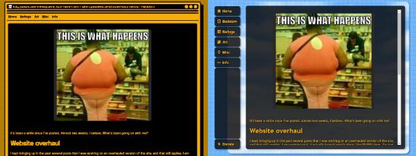 A screenshot of the old and new netlogs layout on my website.