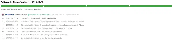 A screenshot of my PSVSD shipping status, marked as delivered after 48 days.